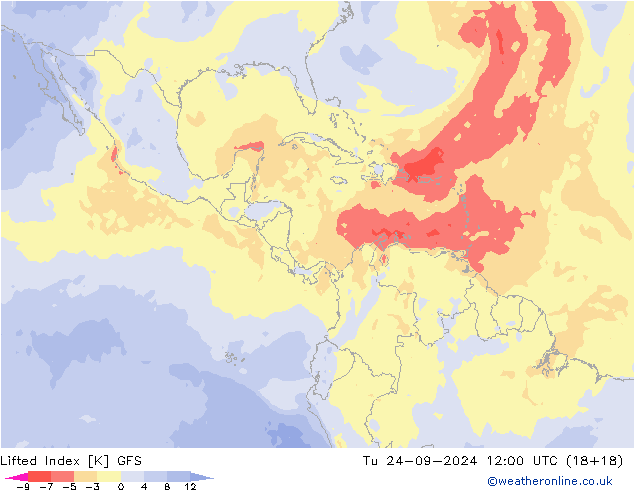 Indice de soulèvement GFS mar 24.09.2024 12 UTC