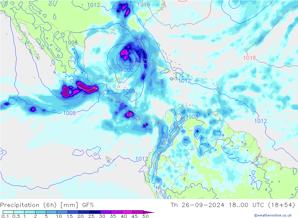 Z500/Rain (+SLP)/Z850 GFS jue 26.09.2024 00 UTC