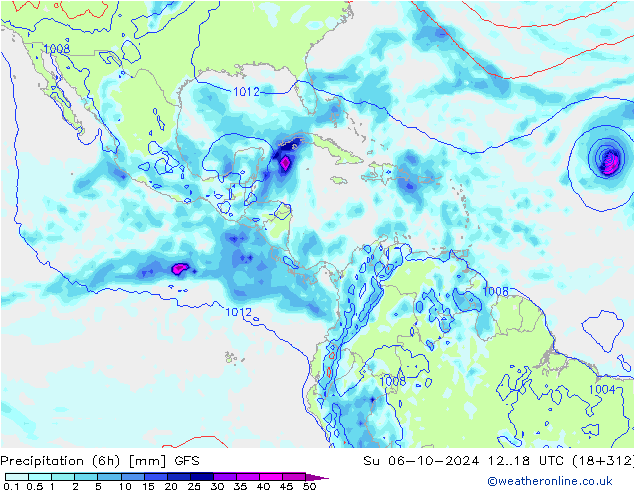 Z500/Rain (+SLP)/Z850 GFS  06.10.2024 18 UTC