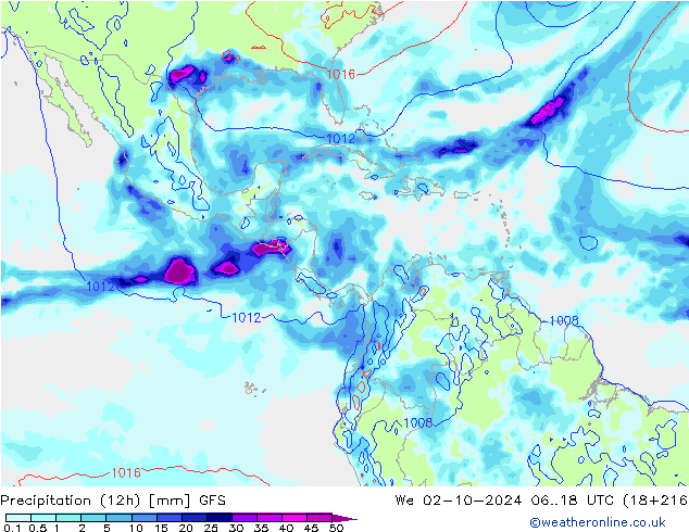 Precipitazione (12h) GFS mer 02.10.2024 18 UTC