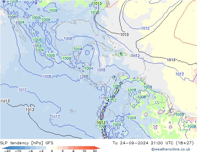 SLP tendency GFS Tu 24.09.2024 21 UTC