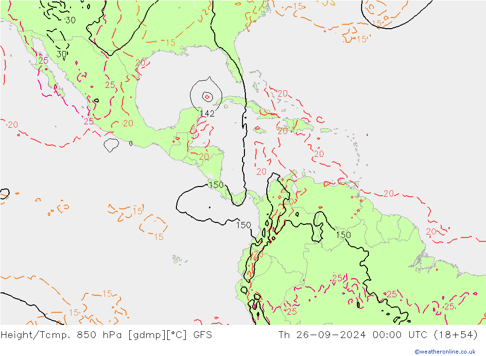 Z500/Rain (+SLP)/Z850 GFS jue 26.09.2024 00 UTC