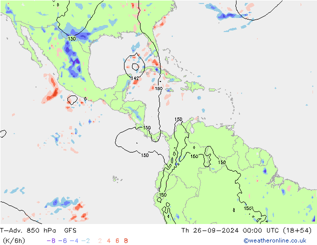 T-Adv. 850 hPa GFS Čt 26.09.2024 00 UTC