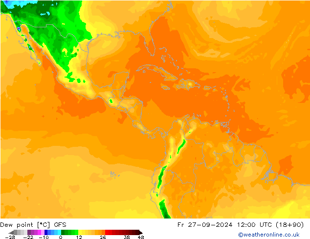 точка росы GFS пт 27.09.2024 12 UTC
