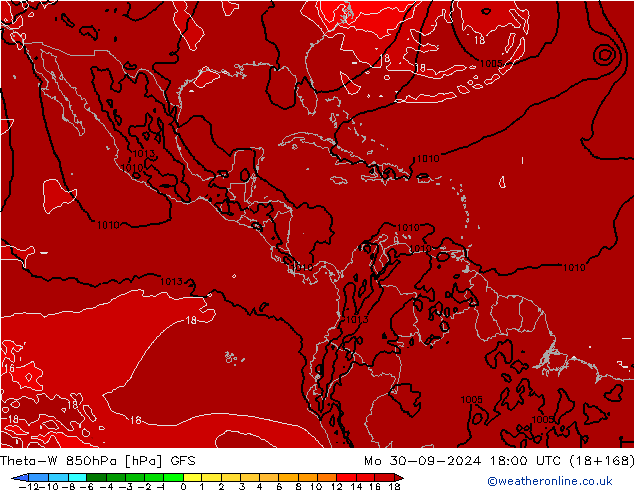 Theta-W 850hPa GFS Mo 30.09.2024 18 UTC