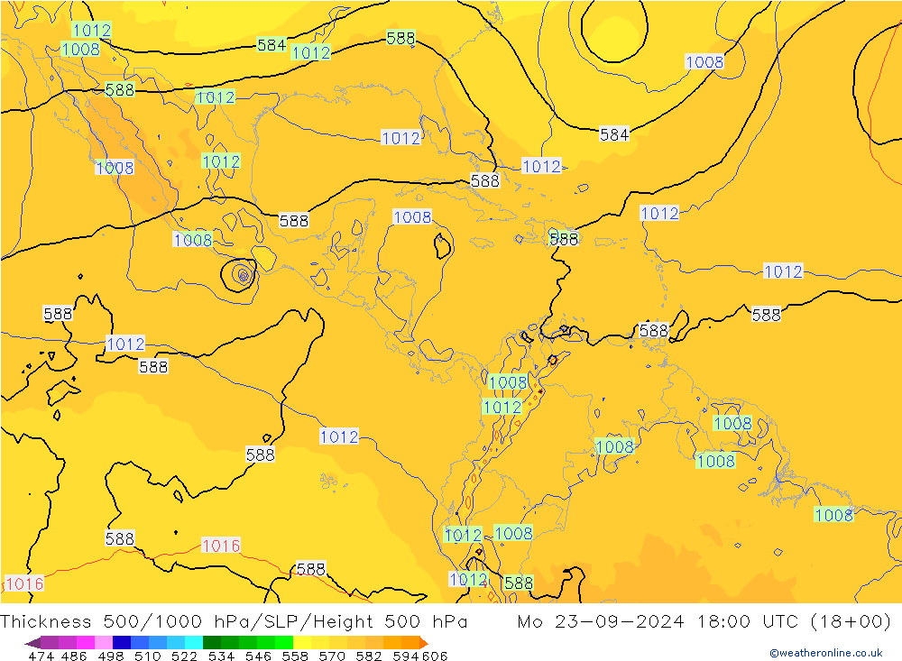Thck 500-1000hPa GFS Po 23.09.2024 18 UTC