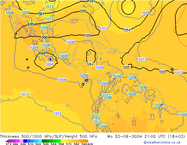 Thck 500-1000hPa GFS Mo 23.09.2024 21 UTC