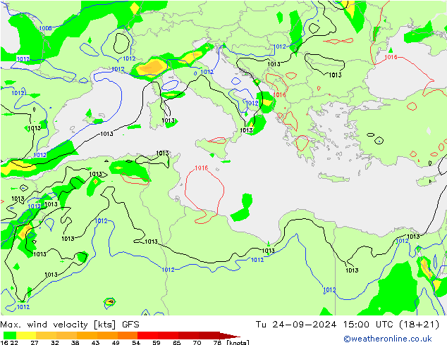 Max. wind velocity GFS Tu 24.09.2024 15 UTC