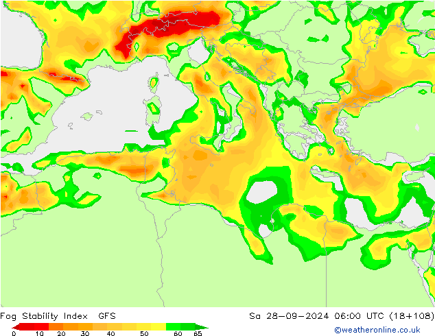 Fog Stability Index GFS Cts 28.09.2024 06 UTC