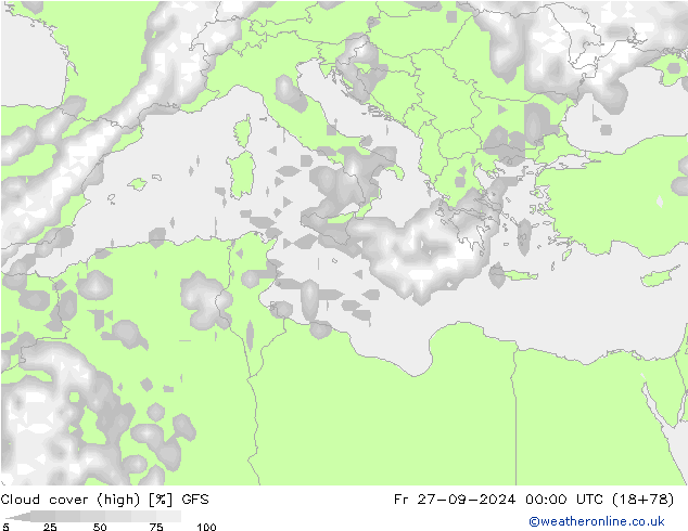 vysoký oblak GFS Pá 27.09.2024 00 UTC