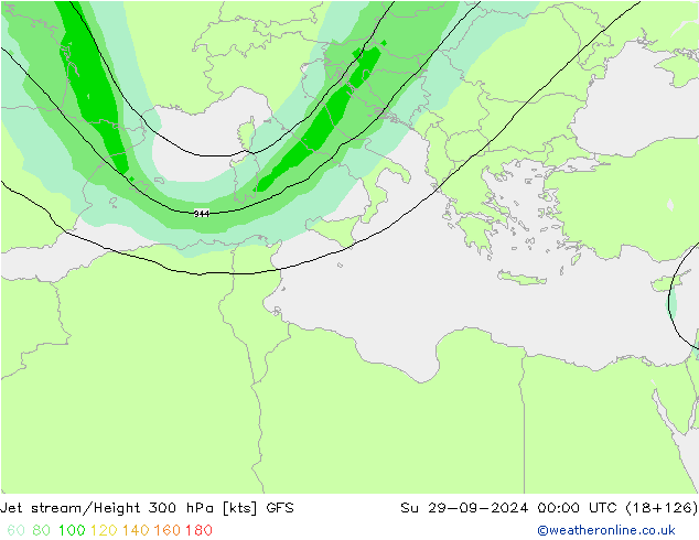 Jet stream/Height 300 hPa GFS Su 29.09.2024 00 UTC