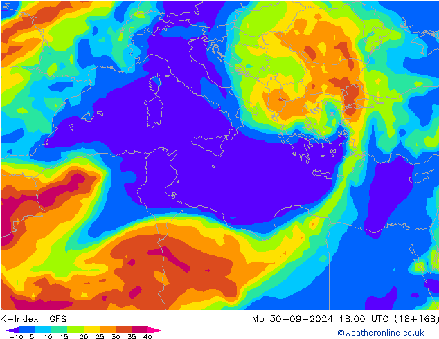 K-İndeksi GFS Pzt 30.09.2024 18 UTC