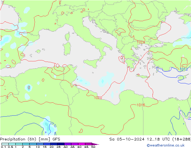 Z500/Rain (+SLP)/Z850 GFS  05.10.2024 18 UTC