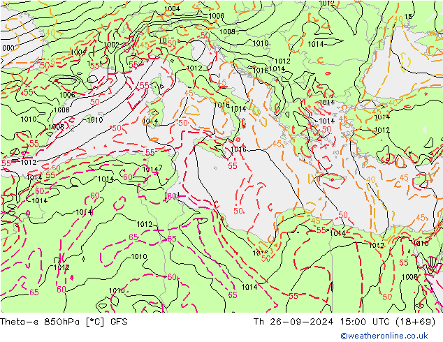 Theta-e 850hPa GFS  26.09.2024 15 UTC