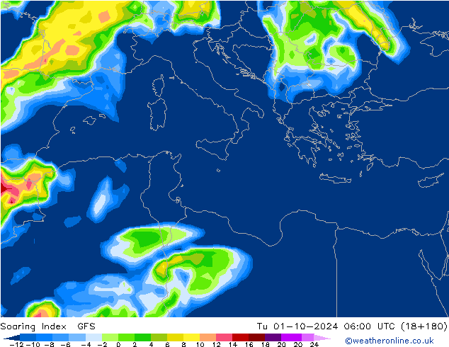 Soaring Index GFS Út 01.10.2024 06 UTC