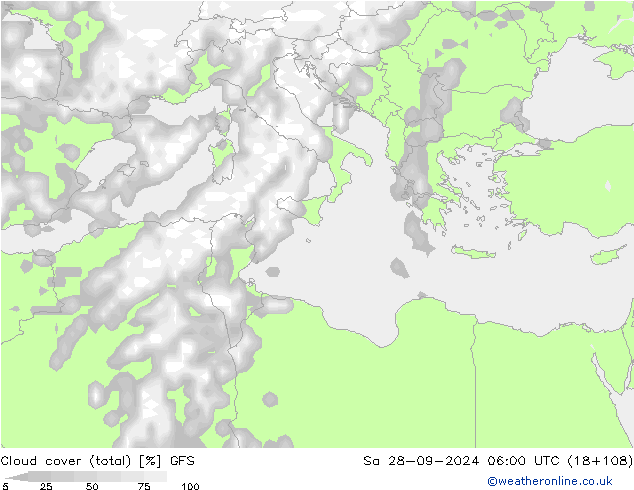 Cloud cover (total) GFS September 2024