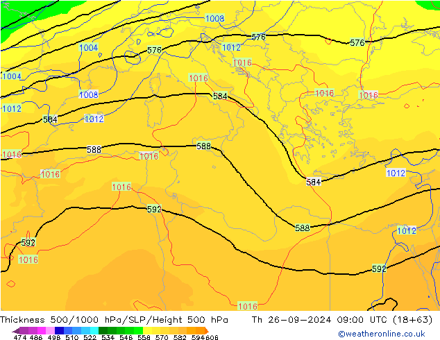 Thck 500-1000hPa GFS gio 26.09.2024 09 UTC
