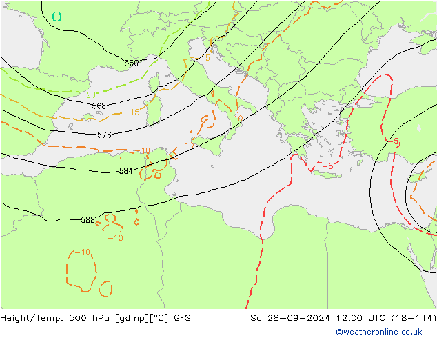 Z500/Rain (+SLP)/Z850 GFS sáb 28.09.2024 12 UTC