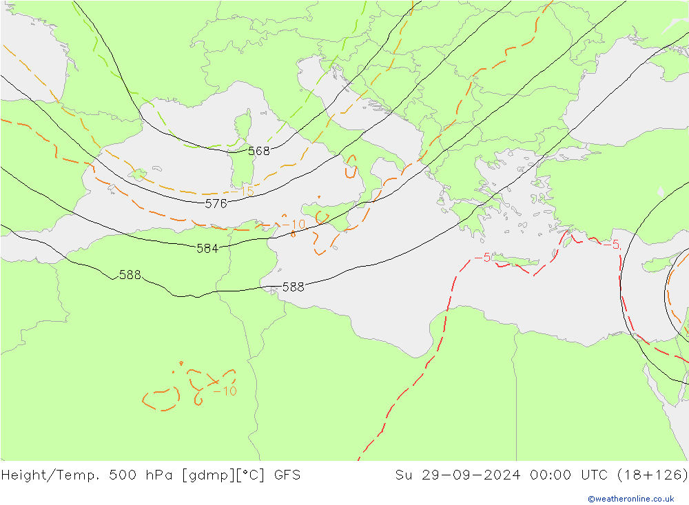 Height/Temp. 500 гПа GFS Вс 29.09.2024 00 UTC