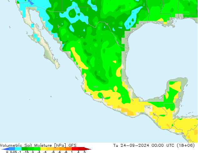 Volumetric Soil Moisture GFS Tu 24.09.2024 00 UTC