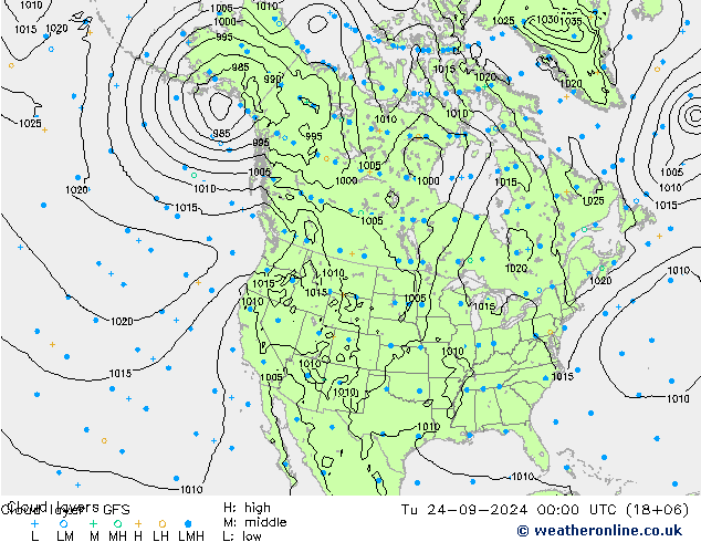 Cloud layer GFS Tu 24.09.2024 00 UTC