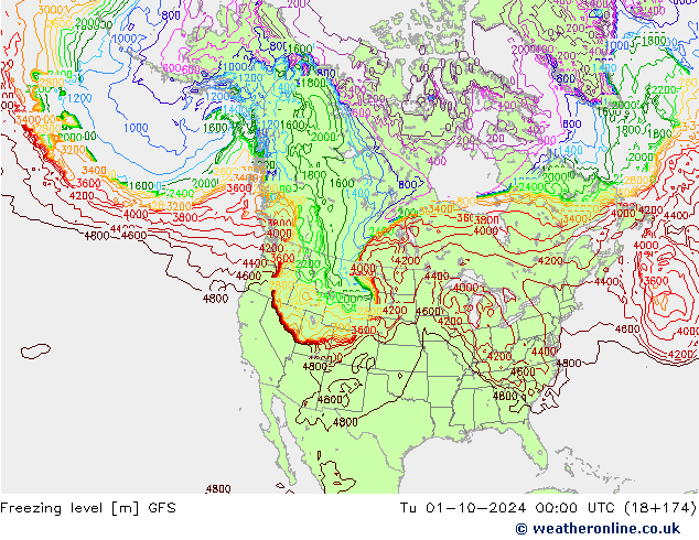 Freezing level GFS mar 01.10.2024 00 UTC