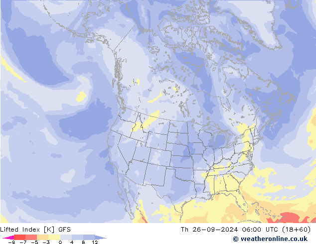 Lifted Index GFS gio 26.09.2024 06 UTC