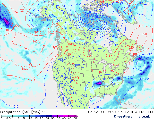 Z500/Rain (+SLP)/Z850 GFS sab 28.09.2024 12 UTC