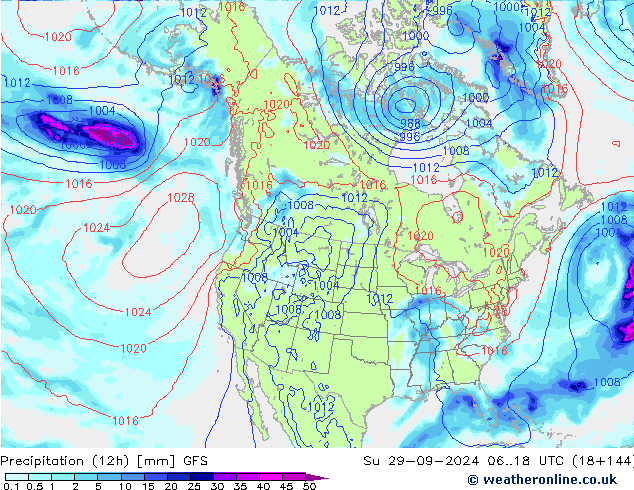 Precipitación (12h) GFS dom 29.09.2024 18 UTC