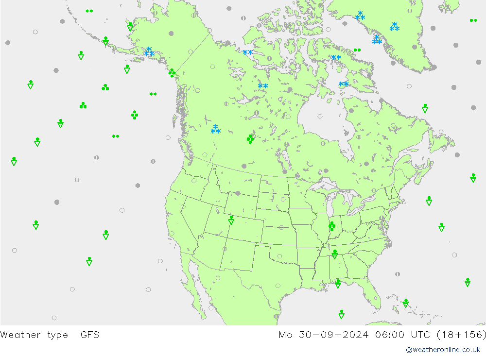 rodzaj opadu GFS pon. 30.09.2024 06 UTC