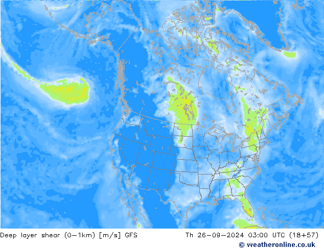 Deep layer shear (0-1km) GFS Per 26.09.2024 03 UTC