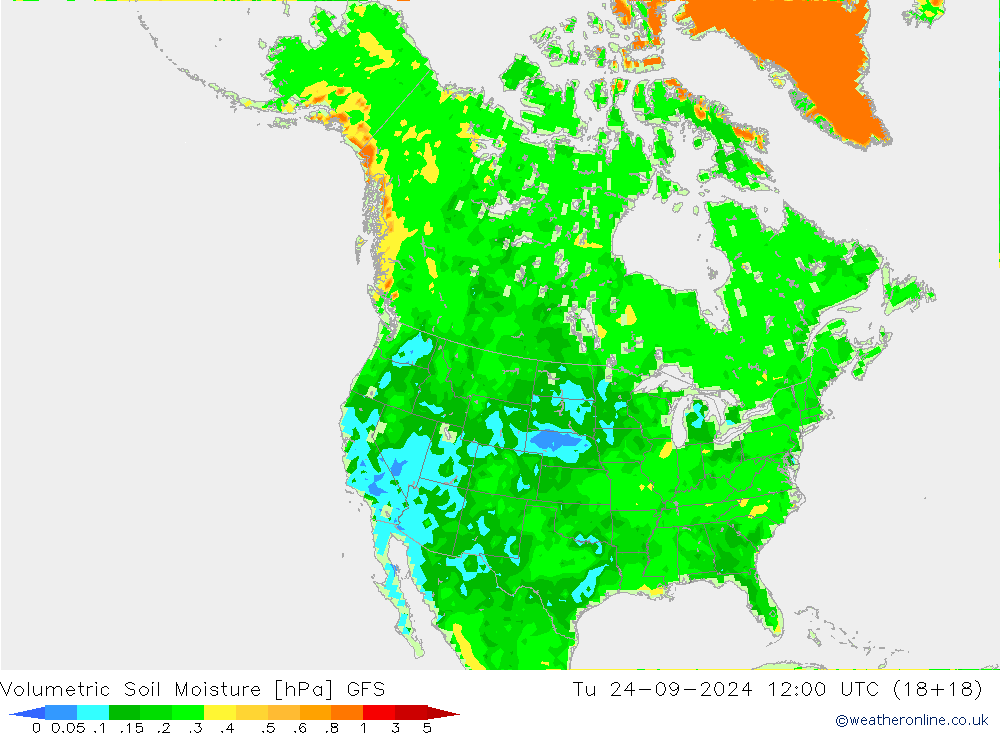 Volumetric Soil Moisture GFS Tu 24.09.2024 12 UTC