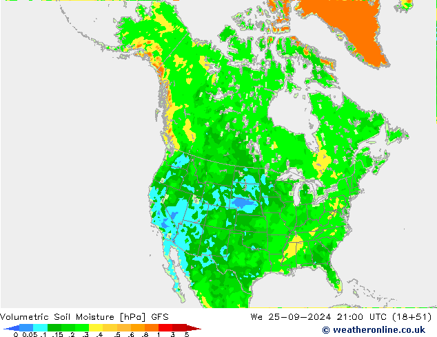 Volumetric Soil Moisture GFS mié 25.09.2024 21 UTC