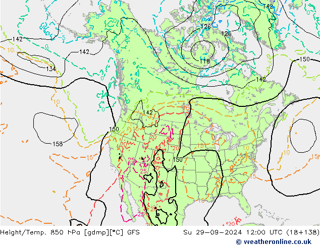 Z500/Rain (+SLP)/Z850 GFS Su 29.09.2024 12 UTC