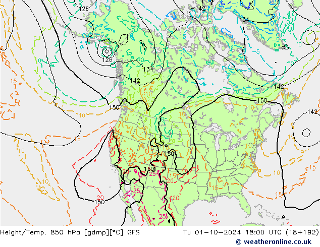 Height/Temp. 850 hPa GFS mar 01.10.2024 18 UTC