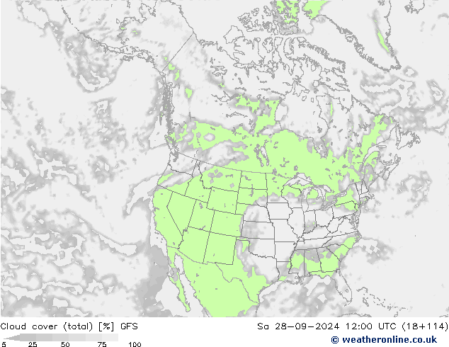 Bewolking (Totaal) GFS za 28.09.2024 12 UTC