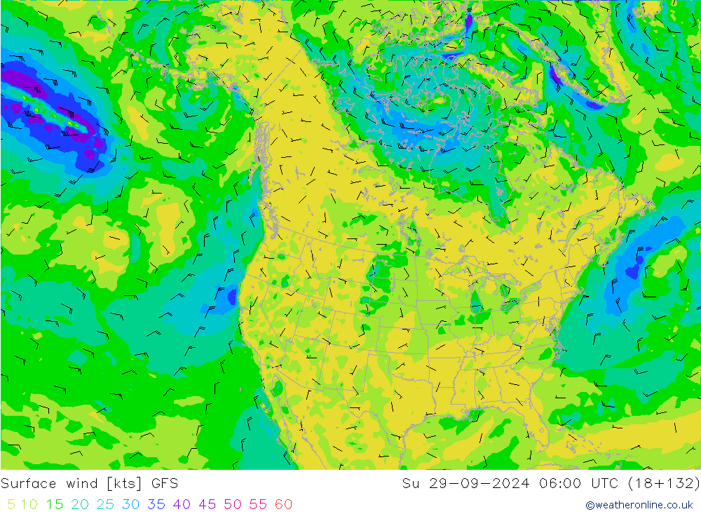 ветер 10 m GFS Вс 29.09.2024 06 UTC