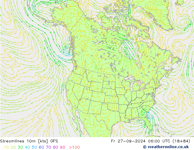 Streamlines 10m GFS Fr 27.09.2024 06 UTC