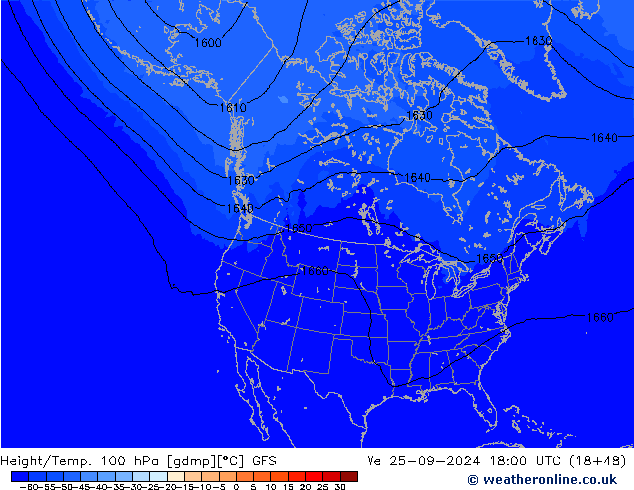 Height/Temp. 100 hPa GFS We 25.09.2024 18 UTC