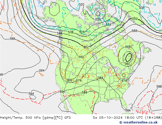 Z500/Yağmur (+YB)/Z850 GFS Cts 05.10.2024 18 UTC