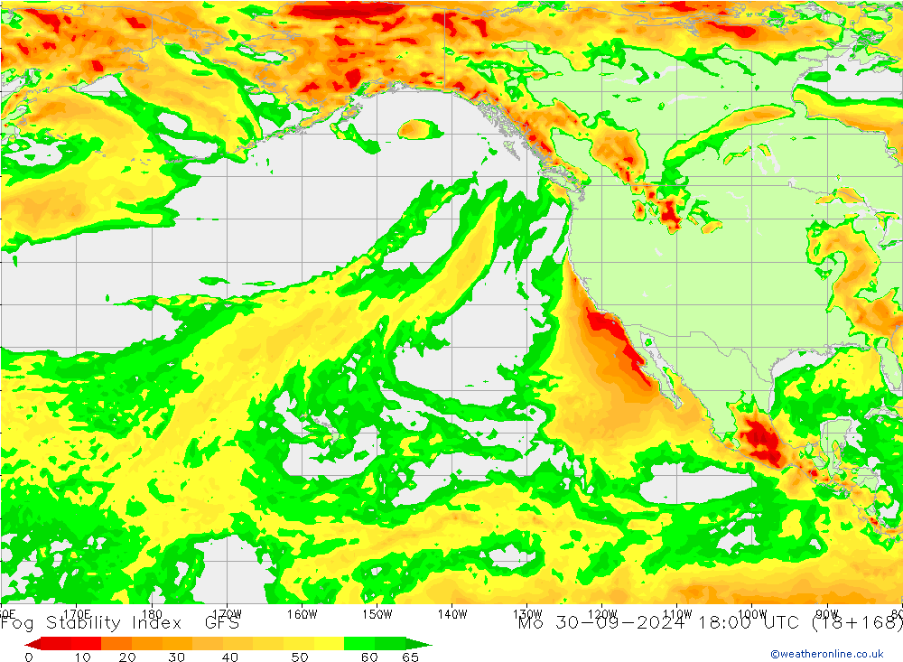 Fog Stability Index GFS lun 30.09.2024 18 UTC