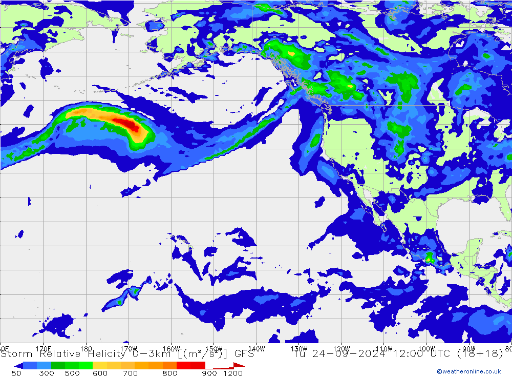 Storm Relative Helicity GFS Tu 24.09.2024 12 UTC