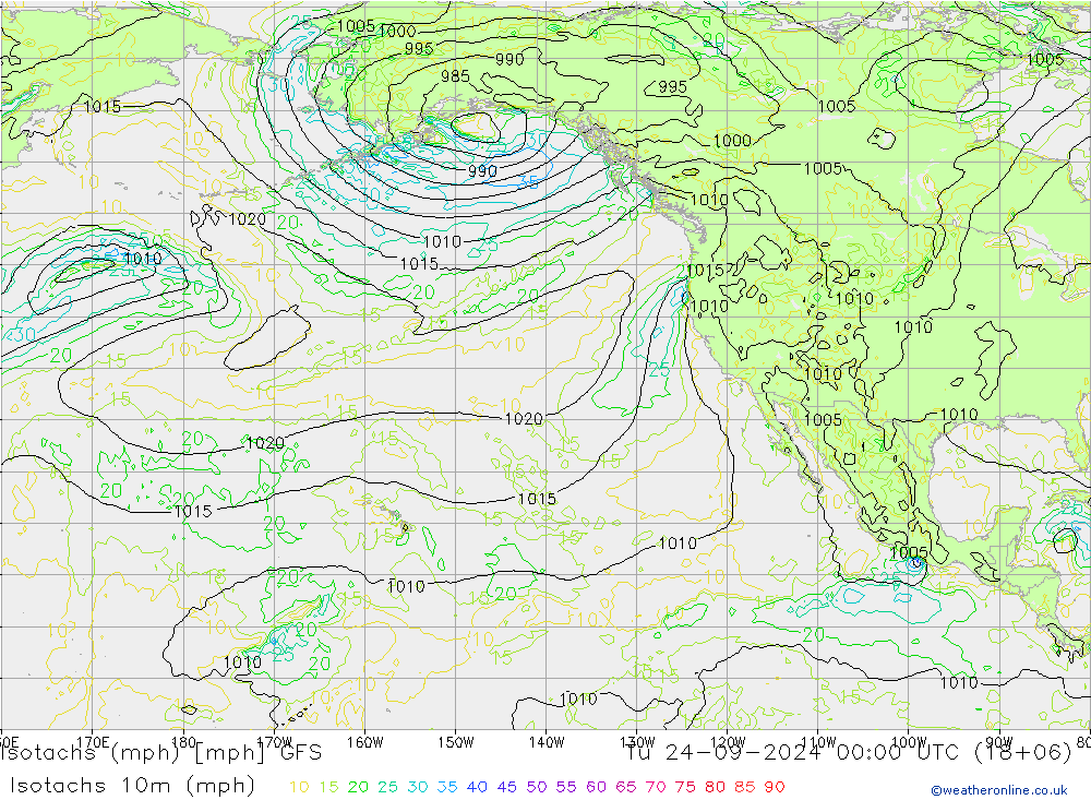 Isotachs (mph) GFS mar 24.09.2024 00 UTC