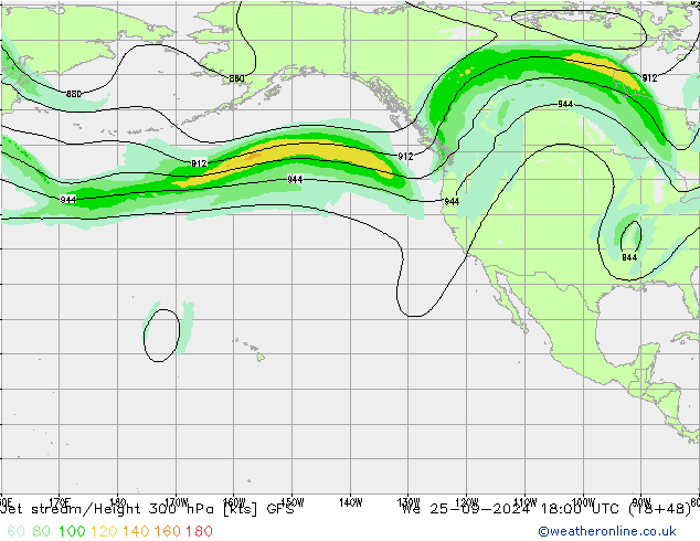 Prąd strumieniowy GFS śro. 25.09.2024 18 UTC