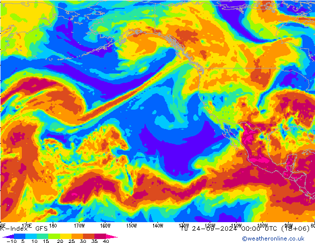 K-Index GFS wto. 24.09.2024 00 UTC