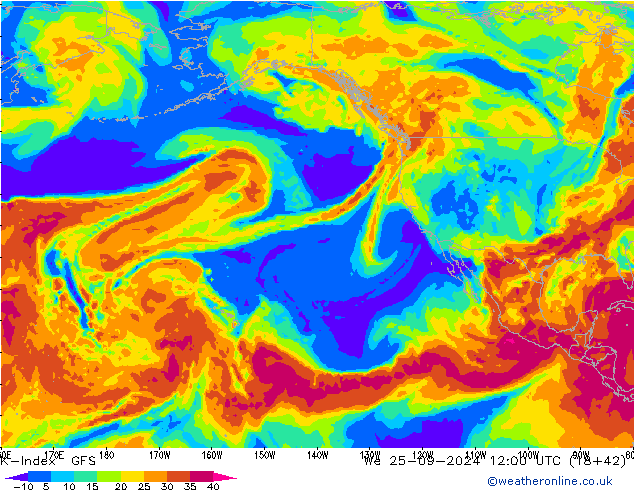 K-Index GFS śro. 25.09.2024 12 UTC