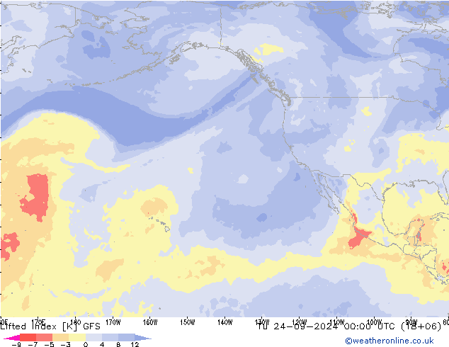 Lifted Index GFS Tu 24.09.2024 00 UTC