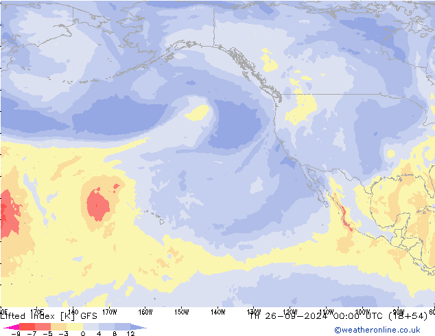 Lifted Index GFS gio 26.09.2024 00 UTC