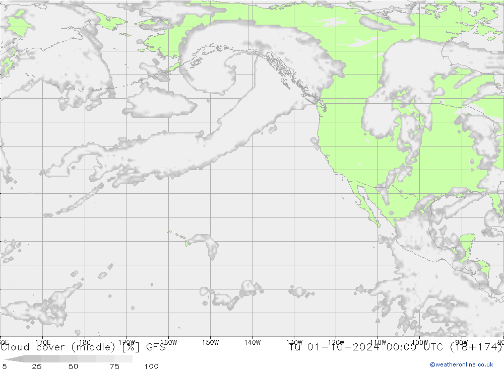 облака (средний) GFS вт 01.10.2024 00 UTC