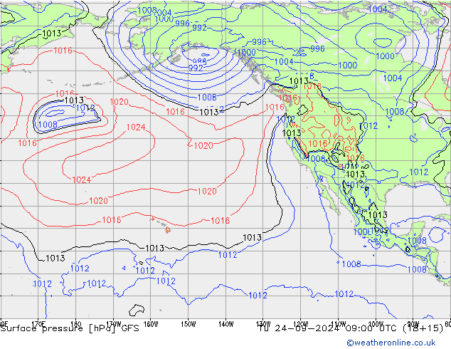 Presión superficial GFS mar 24.09.2024 09 UTC